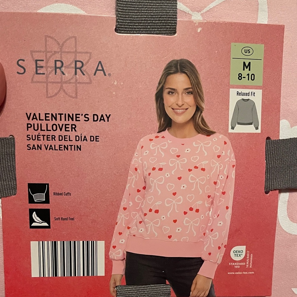 Serra Pink Heart and Bow Pullover